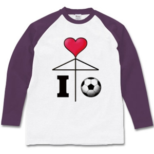 相合い傘グッズ・I love Soccer(アイラブサッカー)ラグラン長袖Tシャツ